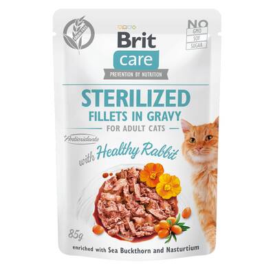 BRIT Care Cat Pouches Fillets Gravy Sterilised Rabbit 85gr