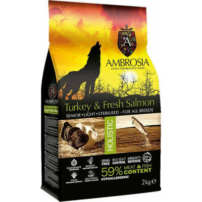 AMBROSIA GF Dog Adult Senior Light Sterilised Turkey&Salmon 12kg