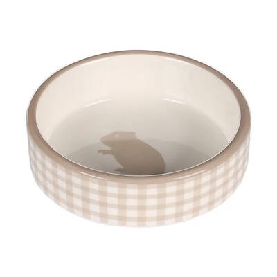 FLAMINGO Feeding Bowl Hamster Mylo Ceramic Beige-White Round 100ml 8,5x3cm