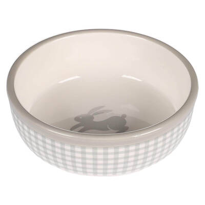 FLAMINGO Feeding Bowl Rabbit Mylo Ceramic Grey-White Round 360ml 13.5x4,5cm