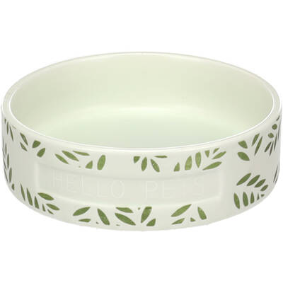 FLAMINGO Feeding and drinking bowl Guinea pig Leafs Round Green 12x3,5cm