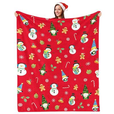 DENIKPETS Κουβέρτα Κόκκινη XMAS Χιονάνθρωπος 75*100cm