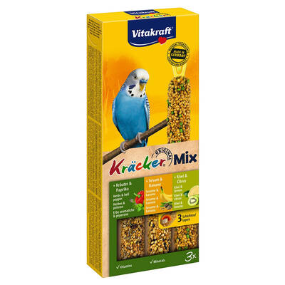 VITAKRAFT Kracker Trio Budgie Sesame,Herbs,Fruits&Vegetables 3pcs