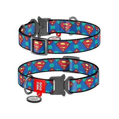 WAUDOG Naylon Dog Collar Superman Metal Fastex 15mmx23-35cm