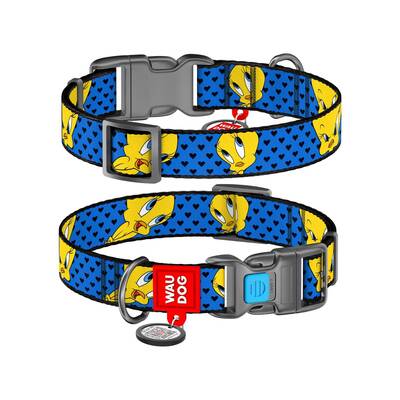 WAUDOG Naylon Dog Collar Looney 4" Plastic Fastex L 20mmx24-40cm