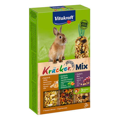 VITAKRAFT Kracker Trio Rabbit Popcorn,Vegetables&Grapes 3pcs