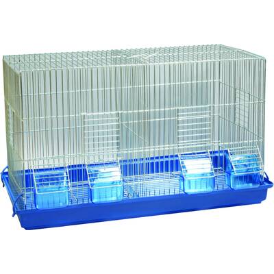 Κλουβί  Ζευγαρώστρα Διπλή Με 4 Ταίστρες Μπλε