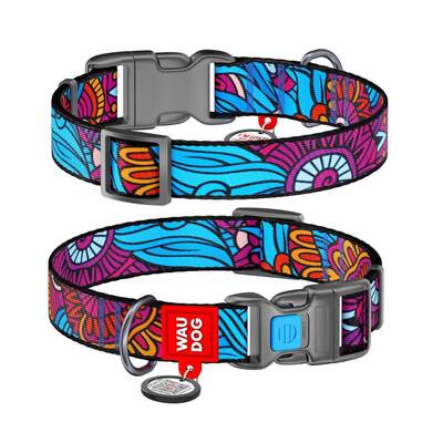 WAUDOG Naylon Dog Collar QR Passport ''Summer''  S - 15mm X 23-35cm (4586)