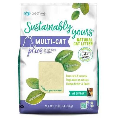 PETFIVE Sustainably Yours Multi-Cat Plus Extra Natural Biodeagradable Cat Litter 4.53kg