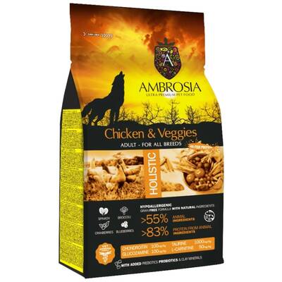 AMBROSIA GF Dog Adult Chicken&Vegies 12kg