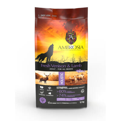 AMBROSIA GF Dog Adult Venison&Lamb 12kg