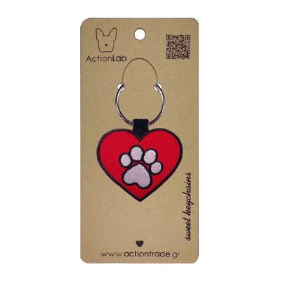 ACTION LAB Κεντητό Μπρελόκ Paw Heart Red