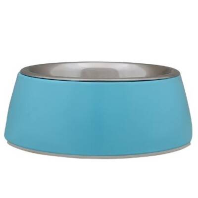 FREEDOG Steinless Steeel Bowl Blue With Melamine Base 13cm 210ml