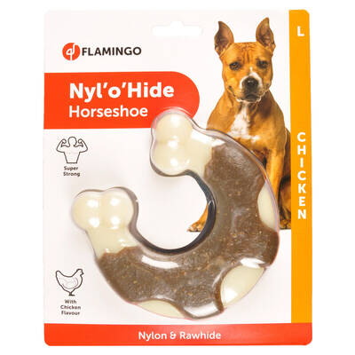 FLAMINGO Nylon Horseshoe + Rawhide 12cm