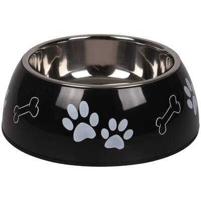 FLAMINGO Bowl Divar Paw Print Black 900ml