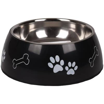 FLAMINGO Bowl Divar Paw Print Black 1600ml