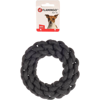 FLAMINGO Dog Toy Cotton Ring Grey 15cm