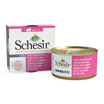 SCHESIR Cat Jelly Φιλετάκια κοτόπουλο με ζαμπόν 85g