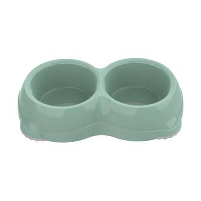 MODERNA Διπλό Πλαστικό Μπολ με Αντιολισθητική Βάση Πράσινο 2x645ml