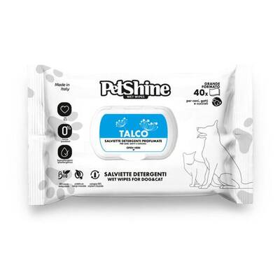 PETSHINE Υγρά Μαντηλάκια Καθαρισμού Talco 40τμχ