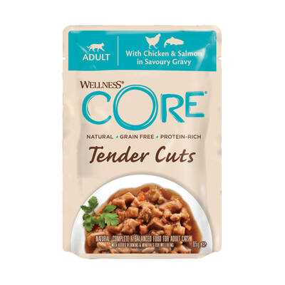 CORE Tender Cuts Fillets Chicken&Salmon In Sauce 85gr