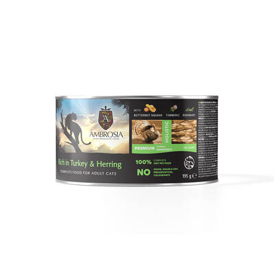 AMBROSIA Cat Wet Food Turkey & Herring With Butternut Squash 195gr