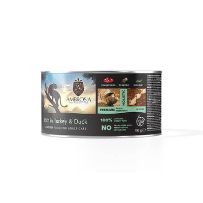 AMBROSIA Cat Wet Food Turkey & Duck With Cranberries 195gr
