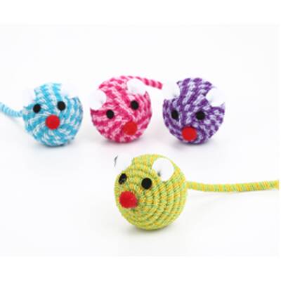 Παιχνίδι Γάτας Ποντίκια Πολύχρομα Σχοινένια 6τμχ