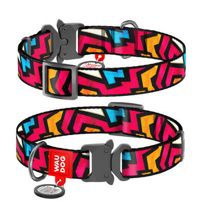 WAUDOG Naylon Dog Collar QR Passport ''Graffiti'' M - 20mm X 24-40cm (5116)
