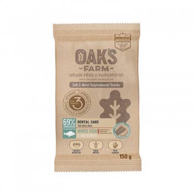 OAK'S Farm Λιχουδιές Σκύλου Dental Care Με Λευκά Ψάρια 150gr