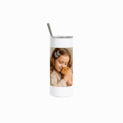 WOOF UP Ποτήρι Θερμός με Καλαμάκι Ανοξείδωτο 16oz (Λευκό)