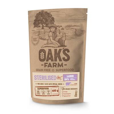 OAKS FARM Cat GF Sterilised Lamb 400gr