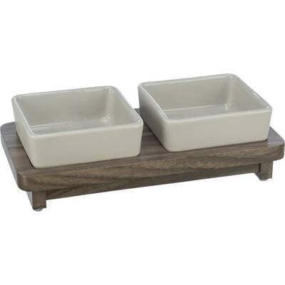 TRIXIE ΣΕΤ ΠΙΑΤΩΝ CITYSTYLE ΚΕΡΑΜΙΚΑ/MDF 2 x 0.4L / 12x12cm / 30x4x15cm ΓΚΡΙ
