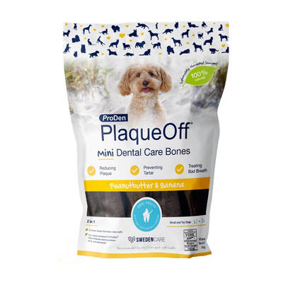 PLAQUE OFF Mini Dental Bone Banana&Pean.Butter Dog 340gr