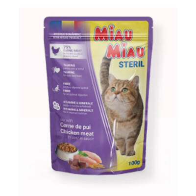 MIAU MIAU Wet Food Pouch Sterilized Chicken In Gravy 100g