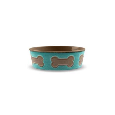 TARHONG Pet Bowl Bone Emboss Teal/L 1893ml