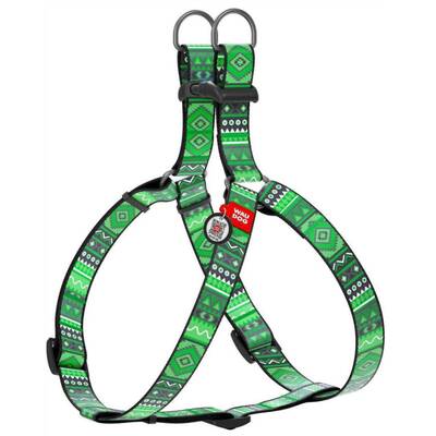 WAUDOG Naylon Dog Harness QR Passport ''Etno Green'' 20mm X 50-80cm (4626)
