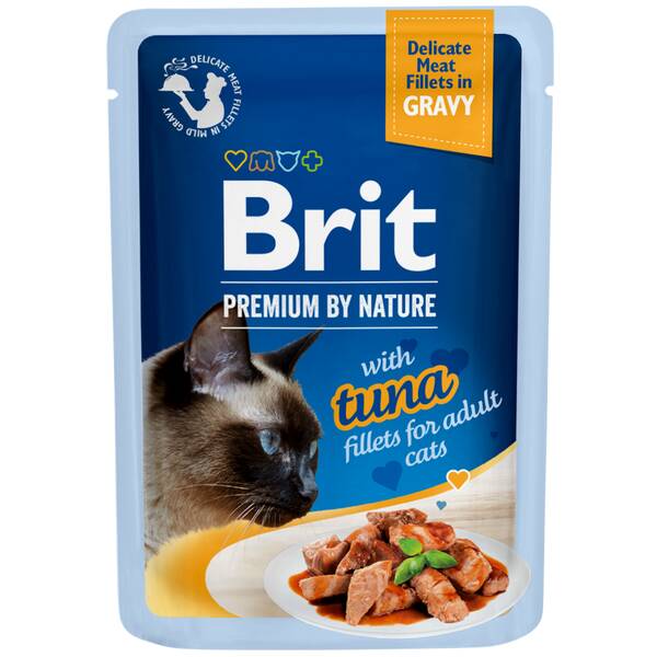 BRIT PR Cat Pouches Fillets in Gravy Tuna 85g