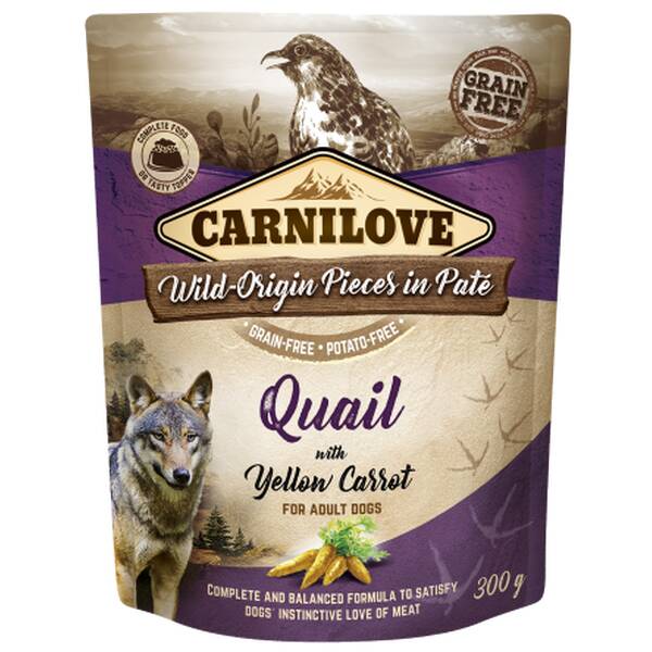 CARNILOVE Poutch Quail with Yellow Carrot 300g CARNILOVE Poutch Quail with Yellow Carrot 300g