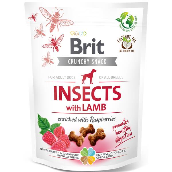 BRIT Dog Snack Crunchy Cracker Insects with Lamb