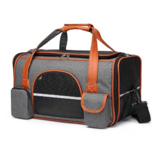 DENIKPETS Τσάντα Μεταφοράς Αεροδρομίου Πορτοκαλί/Γκρί 50cm*34cm*34cm