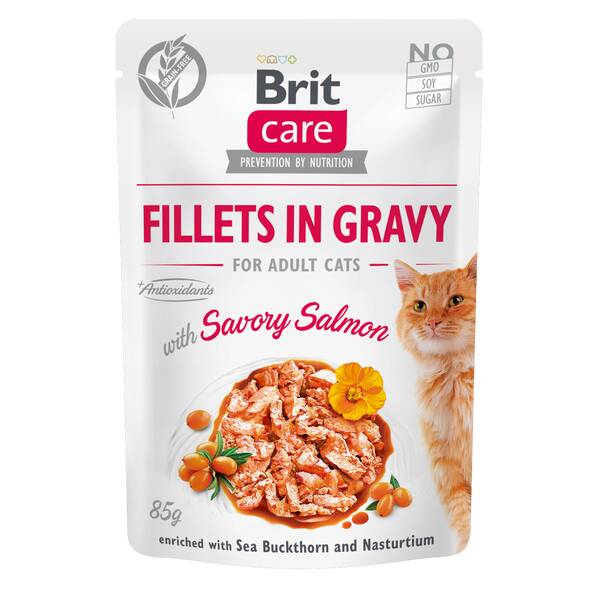 BRIT Care Cat Pouches Fillets Gravy Salmon 85gr