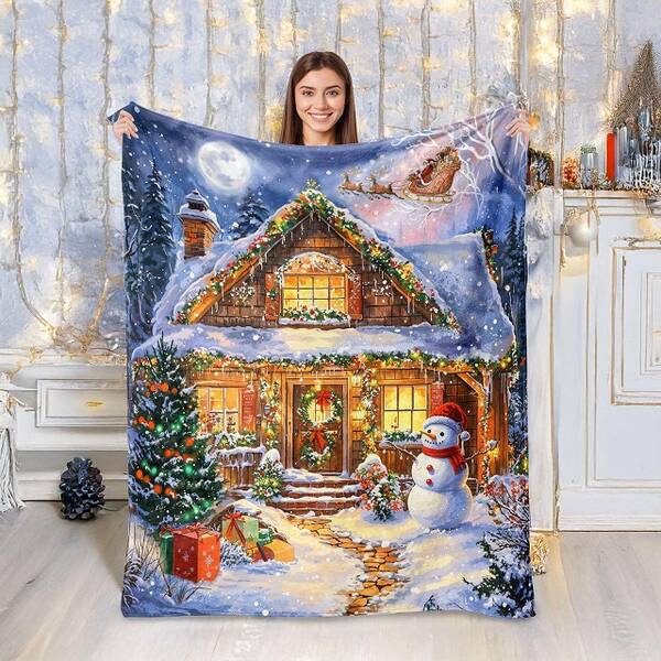 DENIKPETS Κουβέρτα XMAS Χιονισμένο Σπίτι 75*100cm