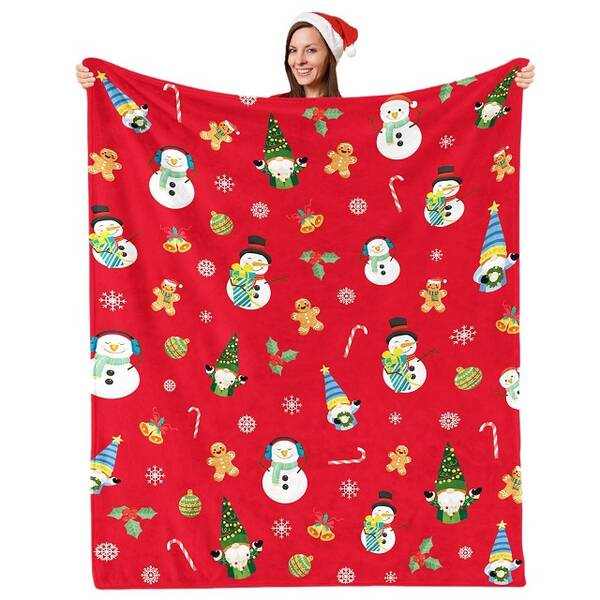 DENIKPETS Κουβέρτα Κόκκινη XMAS Χιονάνθρωπος 75*100cm