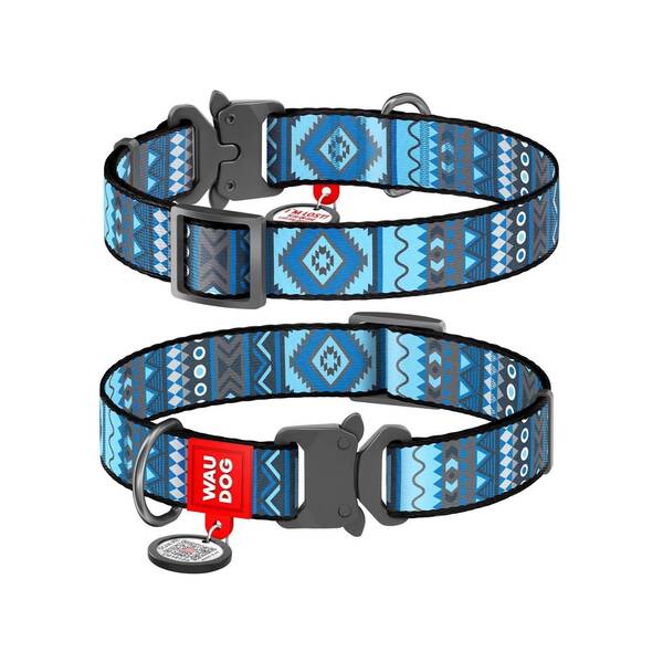 WAUDOG Naylon Dog Collar Ethno Blue 25mm 31*49cm WAUDOG Naylon Dog Collar Ethno Blue 25mm 31*49cm