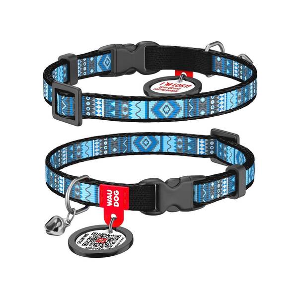 WAUDOG Naylon Cat Collar Ethno Blue 10mm 20*30cm