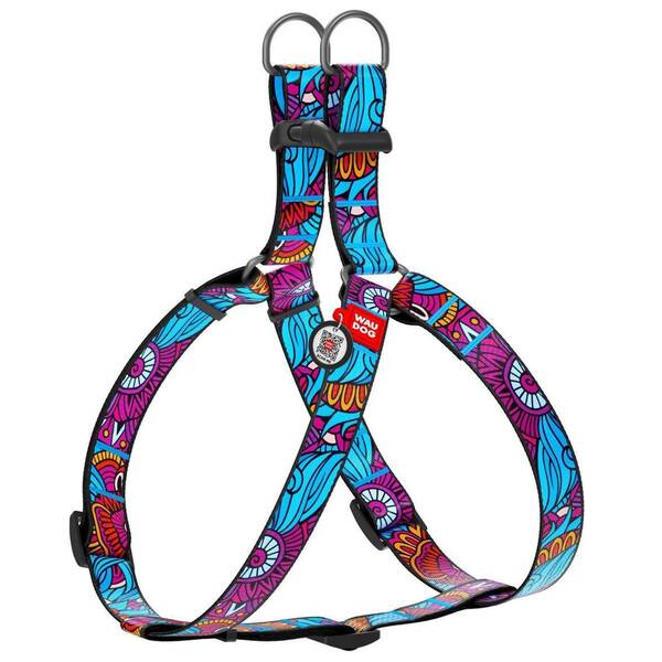 WAUDOG Naylon Dog Harness QR Passport ''Summer'' L - 25mm X 60-90cm (4624)