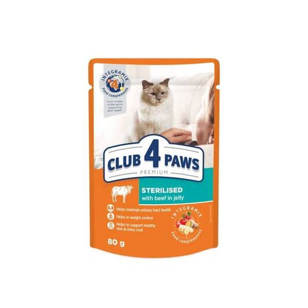 CLUB 4 PAWS Sterilized Beef Jelly 80gr CLUB 4 PAWS Sterilized Beef Jelly 80gr