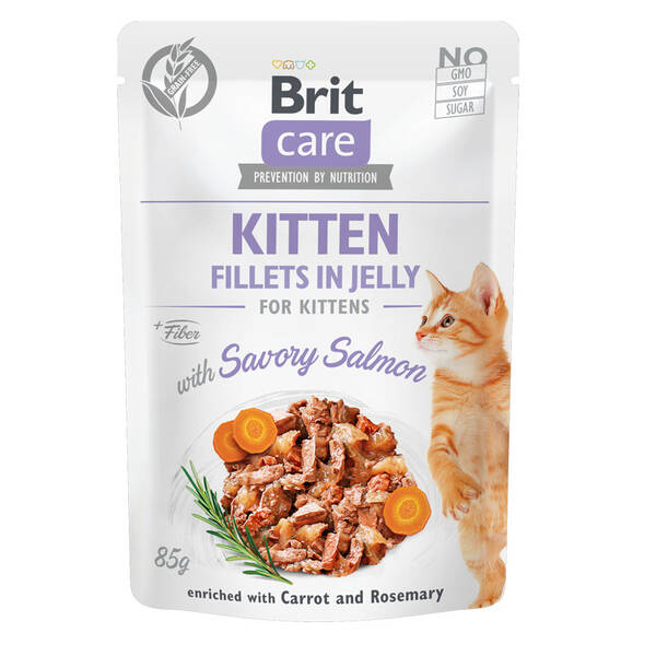 BRIT Care Cat Pouches Fillets In Jelly Kitten Salmon 85gr BRIT Care Cat Pouches Fillets In Jelly Kitten Salmon 85gr