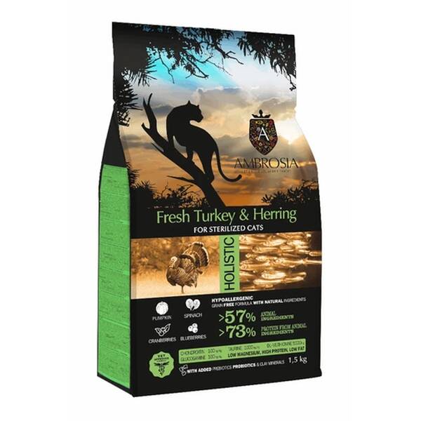AMBROSIA GF Cat Adult Light&Sterilized Turkey&Herring 5kg AMBROSIA GF Cat Adult Light&Sterilized Turkey&Herring 5kg